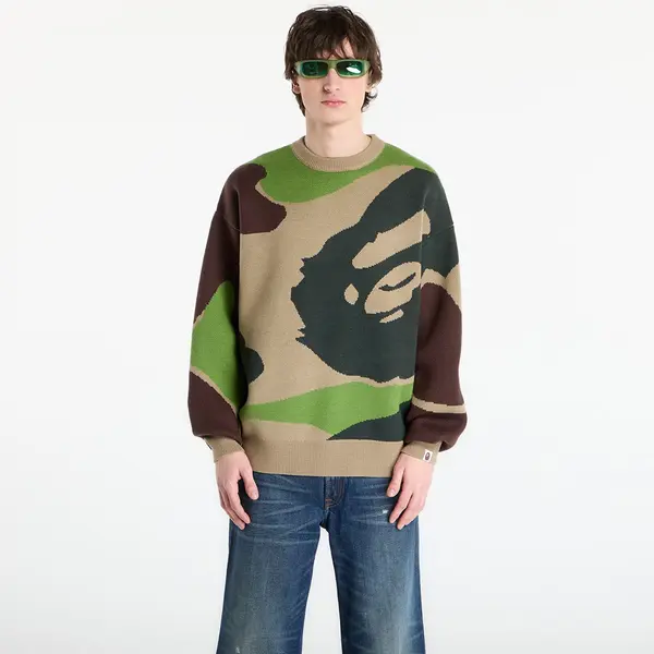 A BATHING APE Džemper A BATHING APE Mega Abc Camo Knit Crewneck Sweatshirt M Green XXL