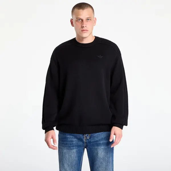 adidas Originals Džemper adidas Premium Essentials Knit Crewneck Black/ Semi Lucid Fuchsia XXL