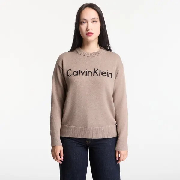 Calvin Klein Džemper Calvin Klein Jeans Contrast Logo Ls Sweater Shiitake Melange L