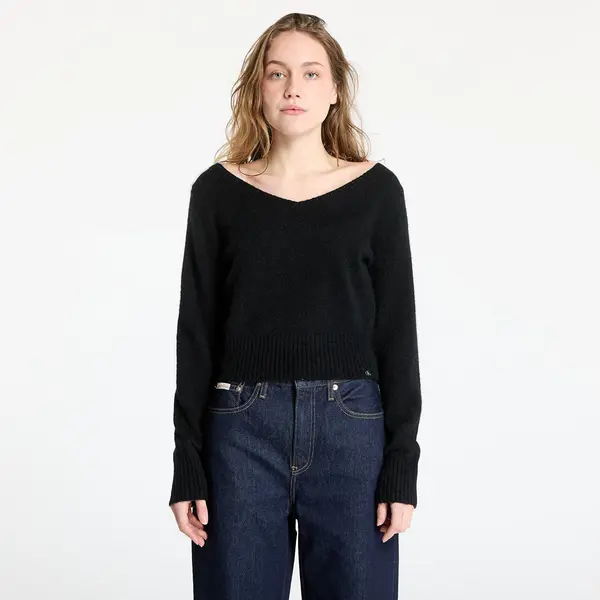 Calvin Klein Džemper Calvin Klein Jeans Fluffy Yarn V-Neck Sweater Black S