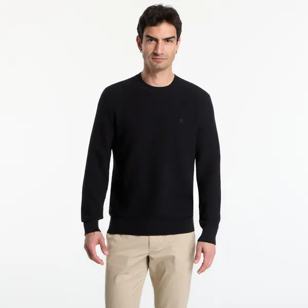 Calvin Klein Džemper Calvin Klein Ls Textured Cotton Crewneck Sweater Black XL