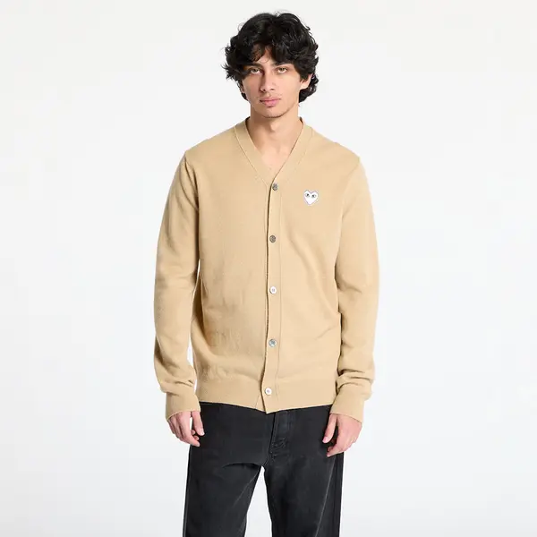 Comme des Garçons PLAY Džemper Comme des Garçons PLAY White Emblem V-Neck Cardigan Knit UNISEX Light Camel L