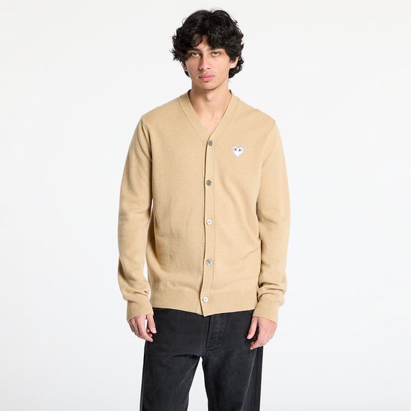 Comme des Garçons PLAY Džemper Comme des Garçons PLAY White Emblem V-Neck Cardigan Knit UNISEX Light Camel S