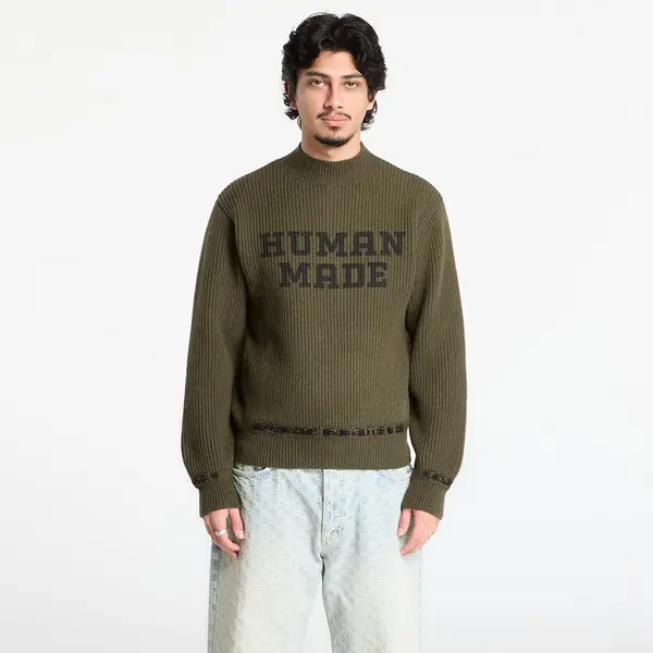 HUMAN MADE Džemper HUMAN MADE Moc Neck Knit Sweater UNISEX Olive Drab XXL