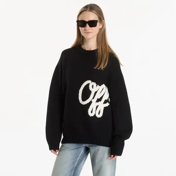 Off-White Džemper Off-White Script Shared Logo Emb Knit Crewneck UNISEX Black XL