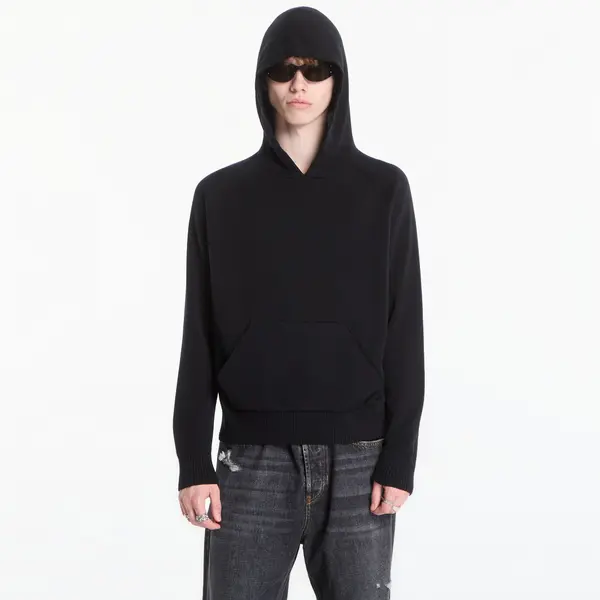 Palm Angels Džemper Palm Angels Curved Logo Regular Knit Hoodie Black/ Off White XL