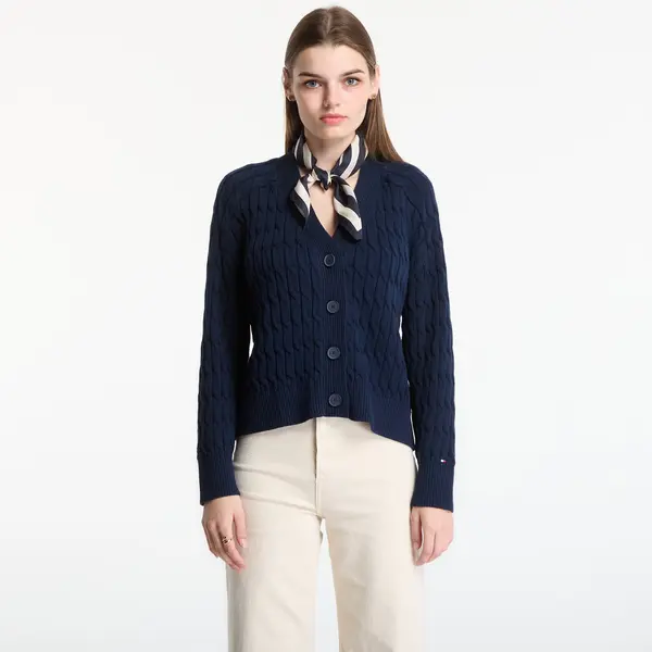 Tommy Hilfiger Džemper Tommy Hilfiger Mid Gg Cable V-Nk Ls Cardigan Dark Night Navy S