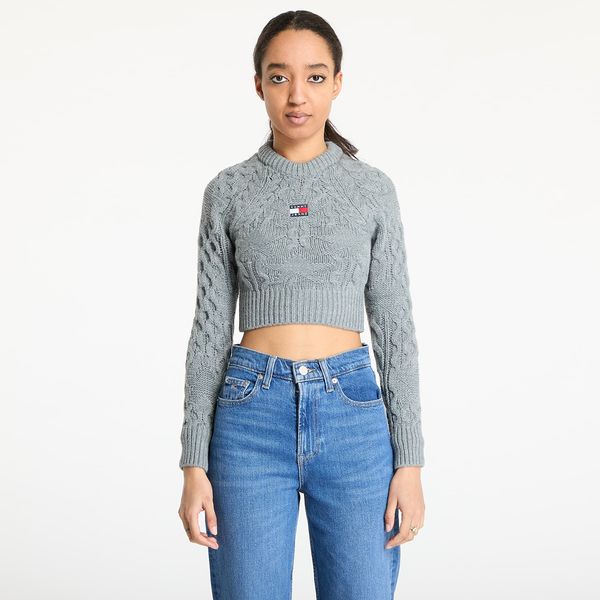 Tommy Hilfiger Džemper Tommy Jeans Badge Star Cable Sweater Gray XS