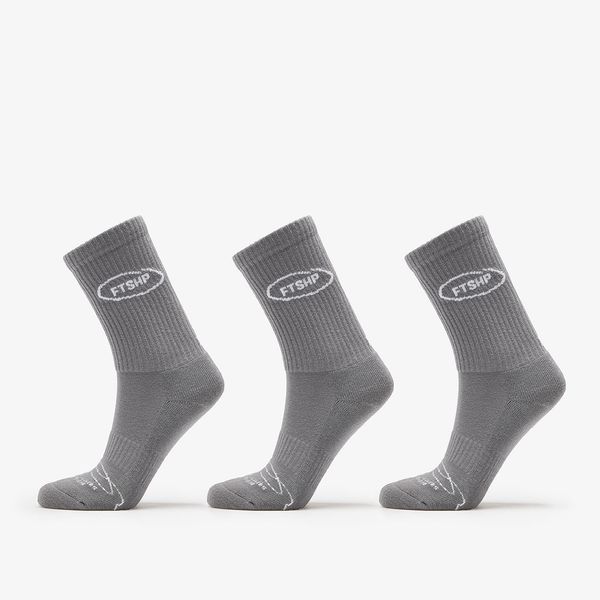 Footshop Footshop Basic Crew Socks 3-Pack Grey 36-38