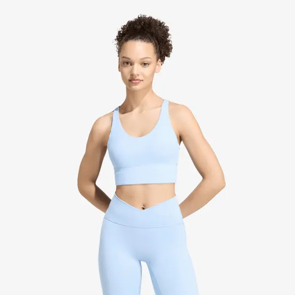 adidas Performance Grudnjak adidas 3 Stripes Studio All Me Light Support Bra Glow Blue M