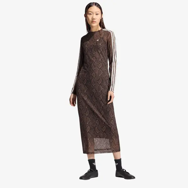 adidas Originals Haljina adidas Snake Print Maxi Dress Earth Strata/ Aurora Coffee XS