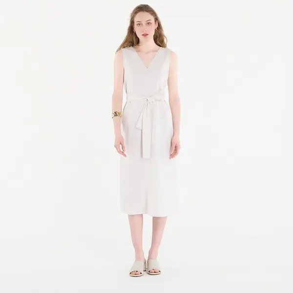 Calvin Klein Haljina Calvin Klein Linen V Neck Sleeveless Dress White Sand XS