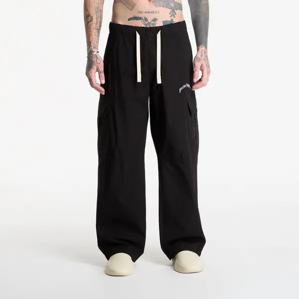 Palm Angels Hlače Palm Angels Curved Logo Loose Cargo Pants Black/ Off White S