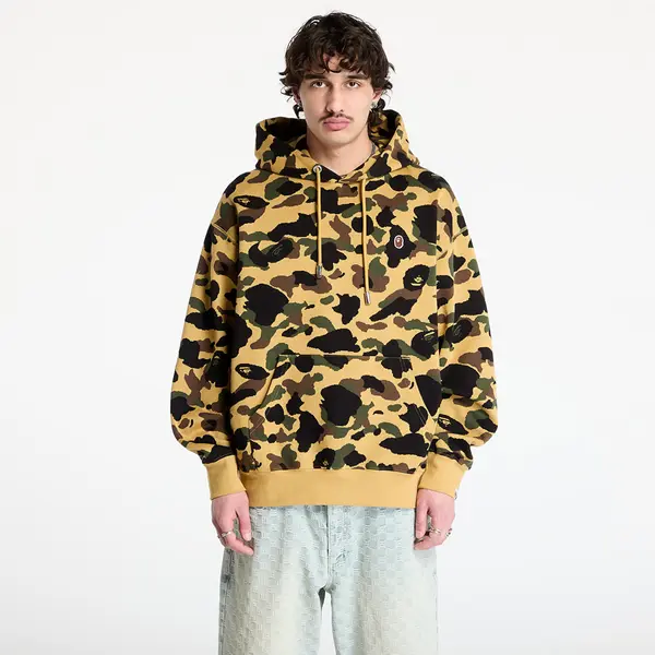 A BATHING APE Hoodica A BATHING APE 1St Camo Jacquard One Point Relaxed Fit Pullover Hoodie UNISEX Yellow M