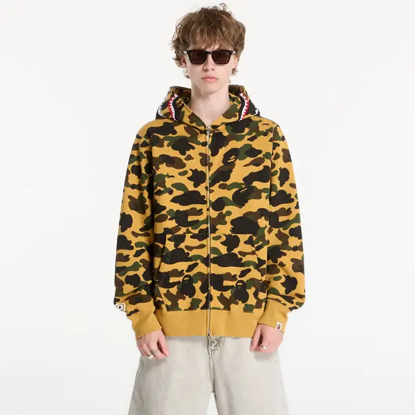 A BATHING APE Hoodica A BATHING APE 1st Camo Shark Full Zip Hoodie Yellow UNISEX XL