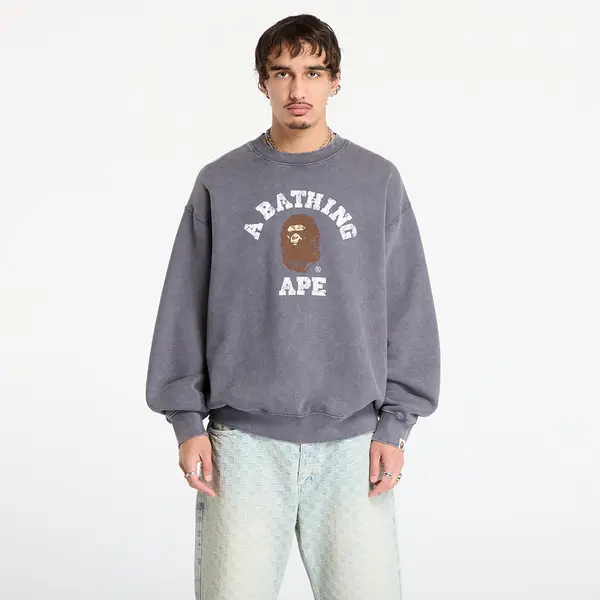 A BATHING APE Hoodica A BATHING APE Garment Dye College Relaxed Fit Crewneck Sweatshirt Cha L