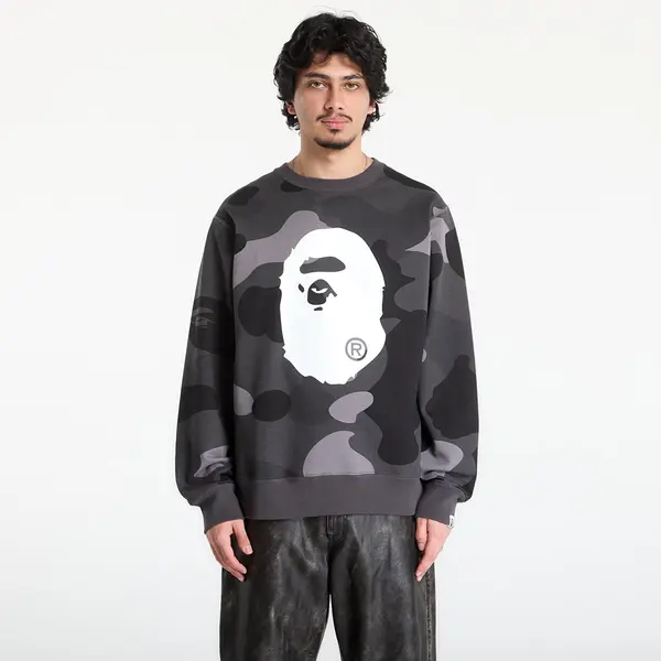 A BATHING APE Hoodica A BATHING APE Mega Color Camo Big Ape Head Crewneck Sweatshirt UNISEX Black XXL