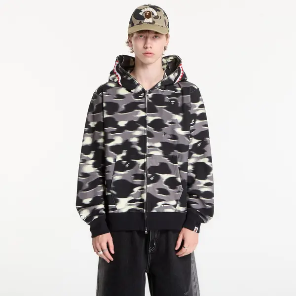 A BATHING APE Hoodica A BATHING APE Screen Camo Shark Relaxed Fit Full Zip Hoodie Black UNISEX XL