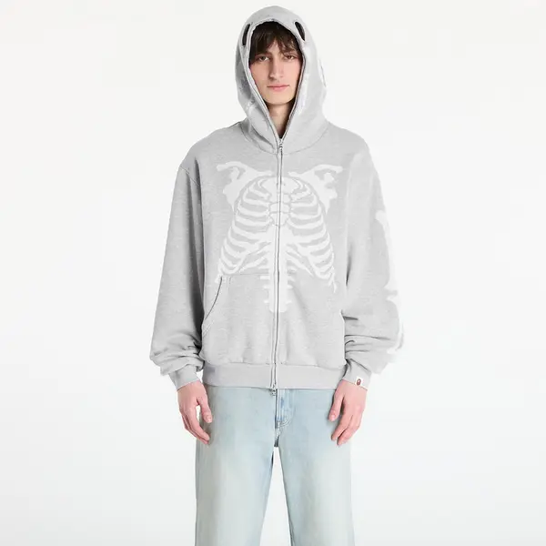 A BATHING APE Hoodica A BATHING APE Skeleton Shark Heavy Washed Cropped Fit Full Zip Hoodie M Gray XL