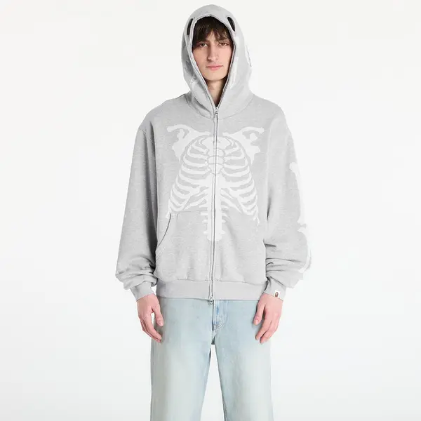 A BATHING APE Hoodica A BATHING APE Skeleton Shark Heavy Washed Cropped Fit Full Zip Hoodie M Gray XXL