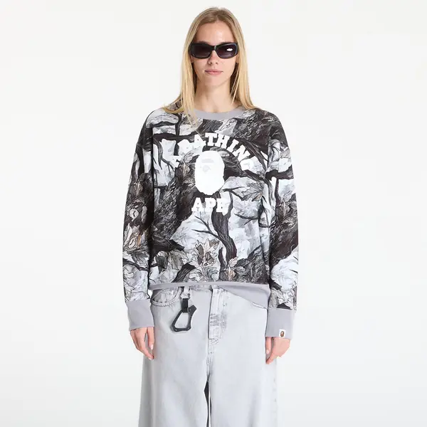 A BATHING APE Hoodica A BATHING APE Tree Edge Camo College Relaxed Fit Crewneck Sweatshirt UNISEX White L