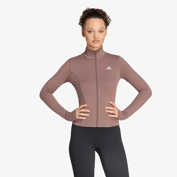 adidas Performance Hoodica adidas 3-Stripes Studio Zip Through Jacket Earth Strata S