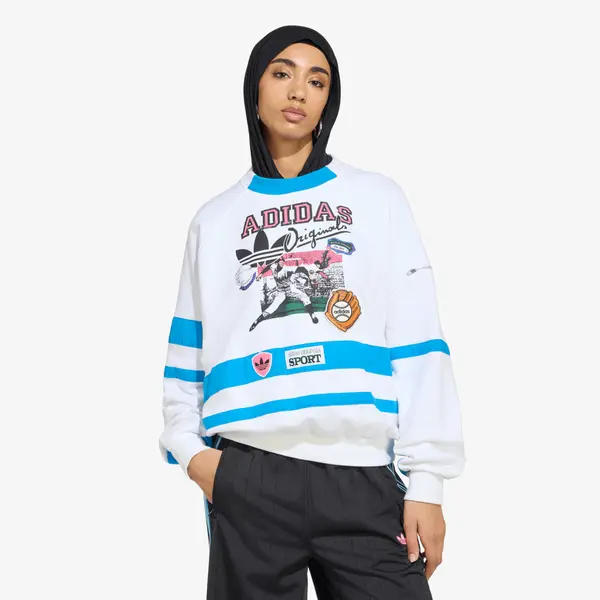 adidas Originals Hoodica adidas Archive Sweater Baseball White/ Bright Blue M