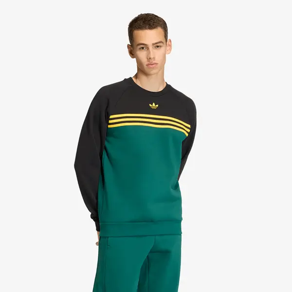 adidas Originals Hoodica adidas Chest Stripes Crewneck Sweatshirt Collegiate Green L