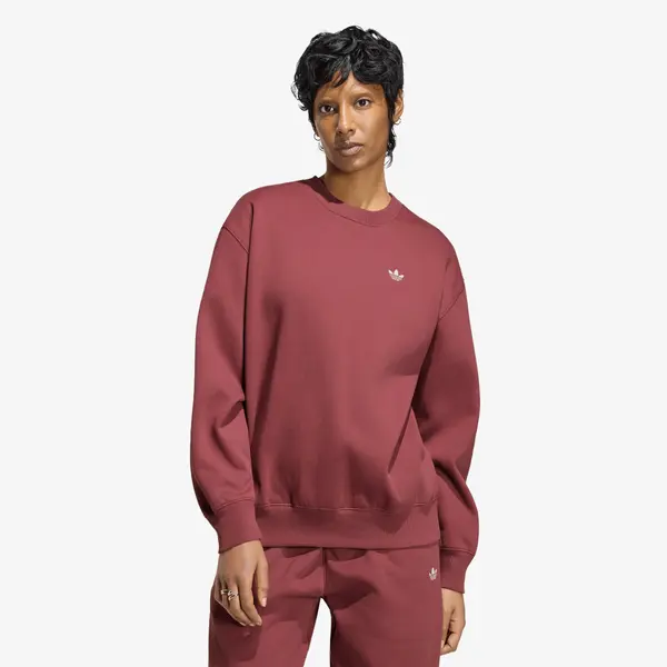 adidas Originals Hoodica adidas Essentials Crew Long Fleece Sweatshirt Quiet Crimson L