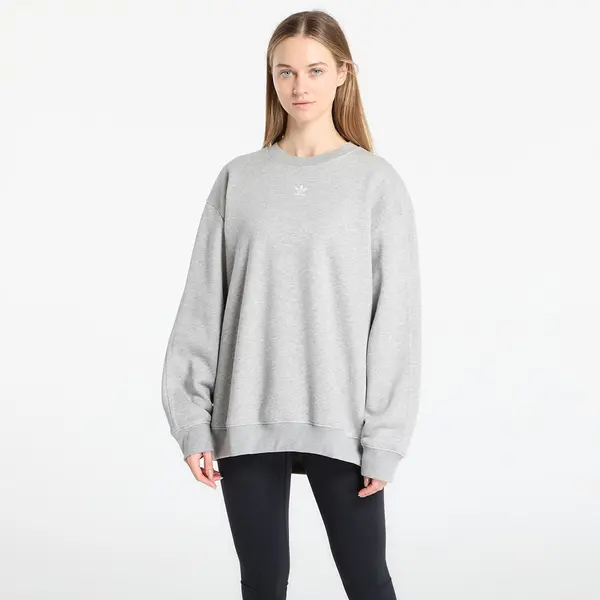 adidas Originals Hoodica adidas Essentials Fleece Long Oversized Crew Sweatshirt Medium Grey Heather S