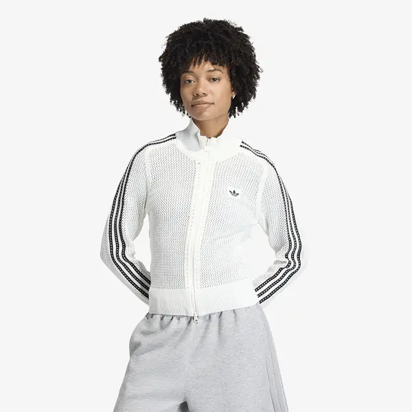adidas Originals Hoodica adidas Knitted Crochet Firebird Track Top Off White L
