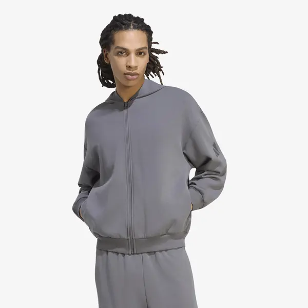 adidas Performance Hoodica adidas Soft Lux Full-Zip Hoodie Grey Five M