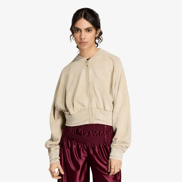 adidas Originals Hoodica adidas Sst Double Layered Cropped Track Top Khaki Three XS