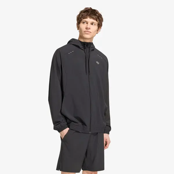adidas Originals Hoodica adidas Tech Trefoil Essentials Hooded Full Zip Track Top Black L