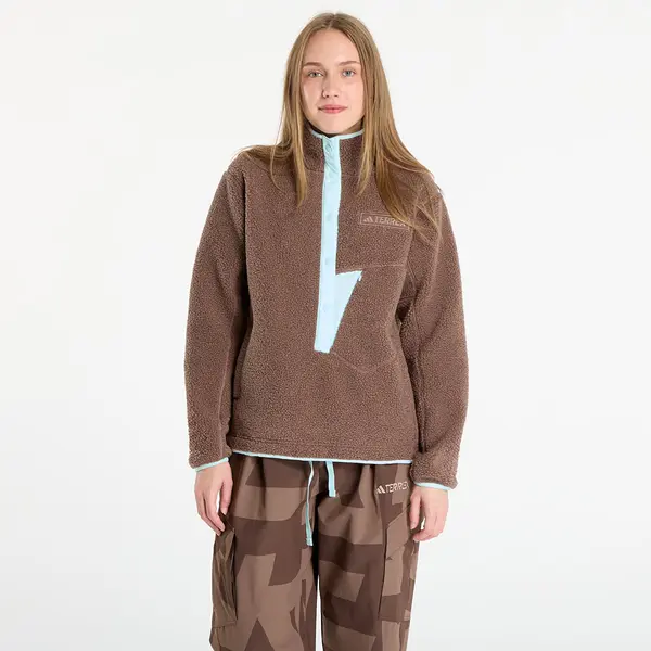 adidas Performance Hoodica adidas Terrex Xploric High Pile Fleece Pullover Sweatshirt Earth Strata/ Aurora Ivy S