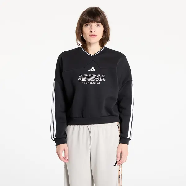 adidas Performance Hoodica adidas W Tiro Cut 3 Stripes Fleece Sweatshirt Black/ White XS