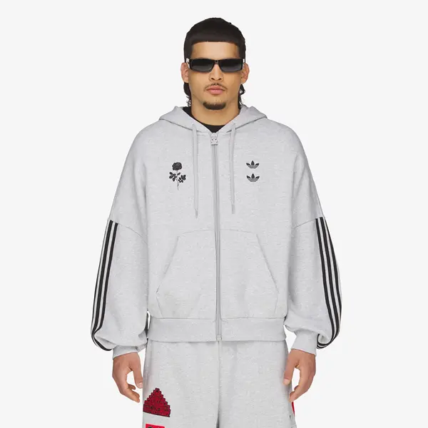 adidas Originals Hoodica adidas x Willy Chavarria Full Zip Logo Hoodie Light Grey Heather S