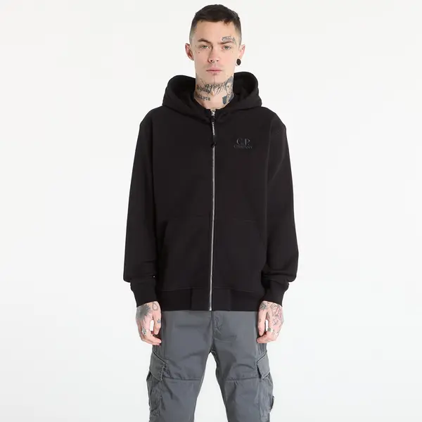 C.P. Company Hoodica C.P. Company Diagonal Raised Fleece Zip Hooded Sweatshirt Black L