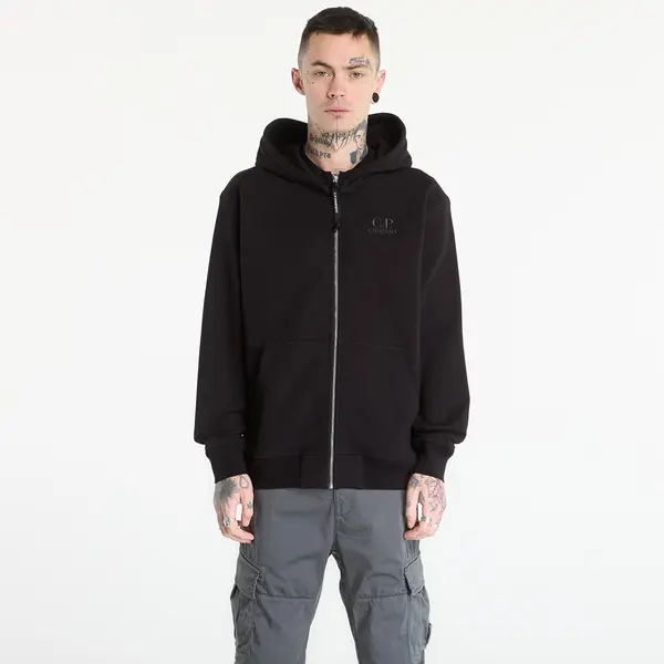 C.P. Company Hoodica C.P. Company Diagonal Raised Fleece Zip Hooded Sweatshirt Black XL