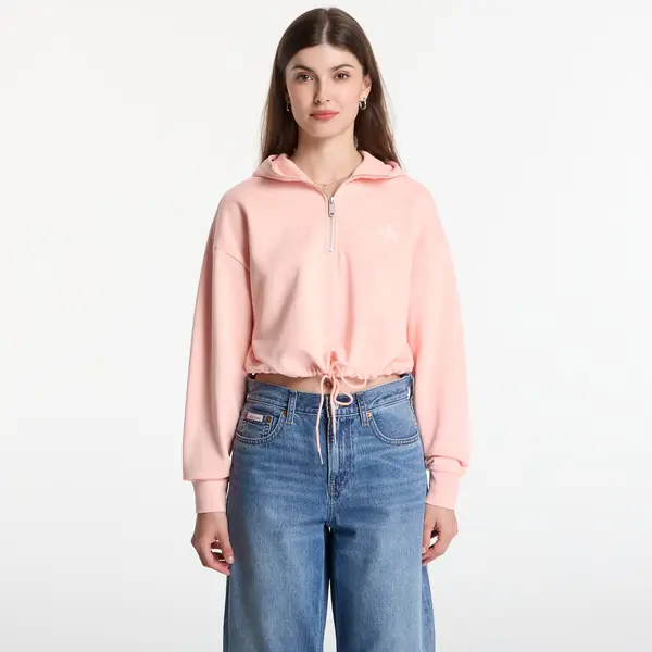 Calvin Klein Hoodica Calvin Klein Jeans Ls Monologo Terry Cropped Tie Hoodie Peachy Day S
