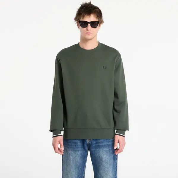 FRED PERRY Hoodica FRED PERRY Crew Neck Sweatshirt Court Green/ Snow White/ Navy M