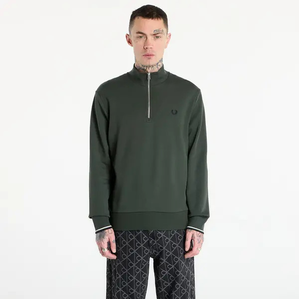 FRED PERRY Hoodica FRED PERRY Half Zip Sweatshirt Court Green/ Snow White/ Navy M