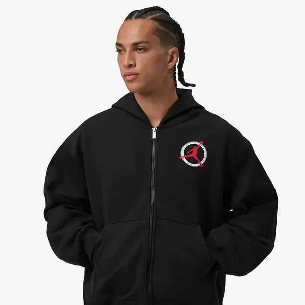 Jordan Hoodica Jordan Flight Club Fleece Men's Full-Zip Knit Sweatshirt Black M