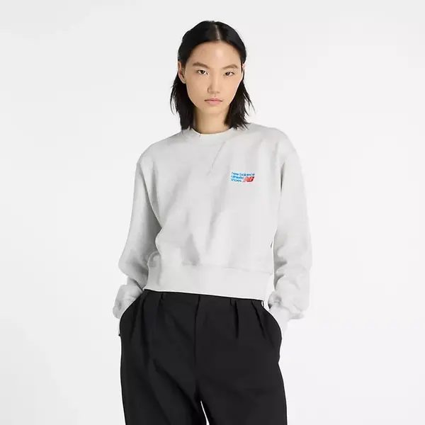 New Balance Hoodica New Balance Athletics Premium Logo Relaxed Crop Crew Ash Heather XL