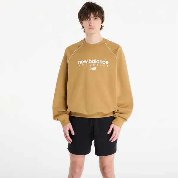 New Balance Hoodica New Balance Linear Graphic Fleece Crew Stucco M