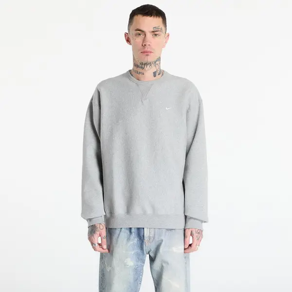 Nike Hoodica Nike Solo Swoosh Men's Fleece Crew Dk Grey Heather/ White M