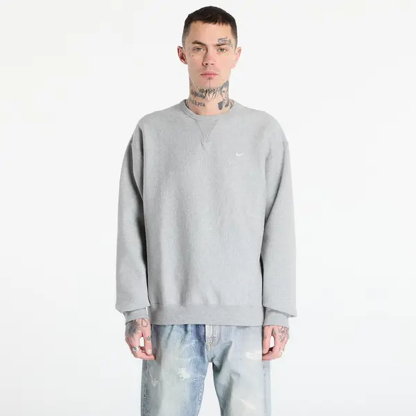 Nike Hoodica Nike Solo Swoosh Men's Fleece Crew Dk Grey Heather/ White M