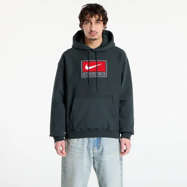 Nike Hoodica Nike Solo Swoosh Men's Fleece Pullover Hoodie Black Spruce/ White L