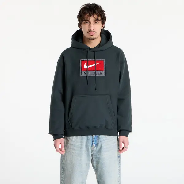 Nike Hoodica Nike Solo Swoosh Men's Fleece Pullover Hoodie Black Spruce/ White XS