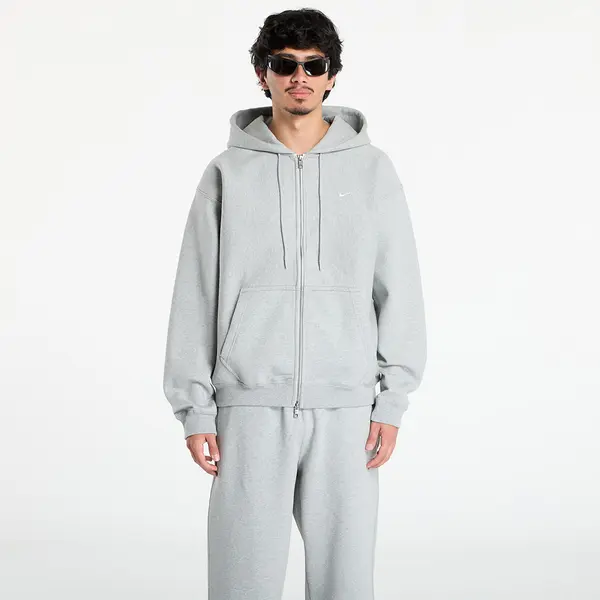 Nike Hoodica Nike Solo Swoosh Men's Full-Zip Fleece Hoodie Dk Grey Heather/ Lt Smoke Grey/ White XL
